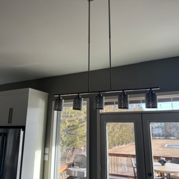 Pendant light fixtures - two matching sets - brushed nickel. Like new. - Picture 3 of 4